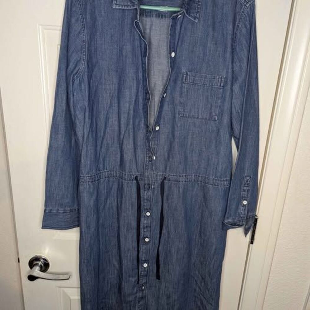 G. H. Bass Long Sleeved Blue Denim Dress Women's Size L